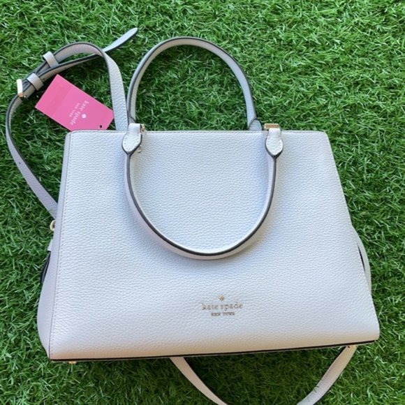 kate spade Handbags - Kate Spade Leila Medium Triple Compartment Satchel Pebbled Leather Ocean Fog